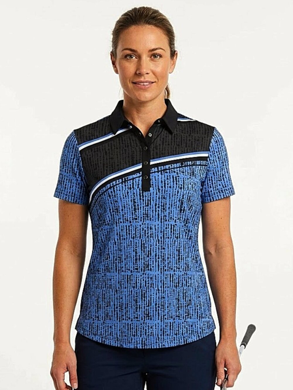 DKNY GOLF Stretch Poly Mixed Print Polo Style Athletic Shirt- Sz. Med